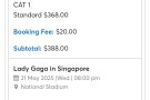 Lady Gaga 演唱会门票